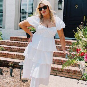 Show Me Your Mumu x Heather McMahan Va Va Midi White Dress / Size Medium